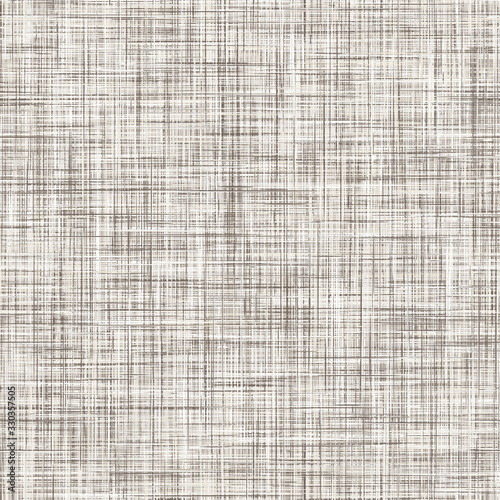 Seamless  white grey woven linen texture background. Raw ecru flax hemp fiber natural pattern. Organic fibre close up weave fabric for surface material. Ecru natural gray cloth textured rough canvas.