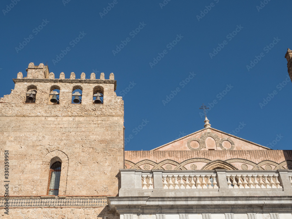 The facade of the Cathedral of Monreale located near Palermo