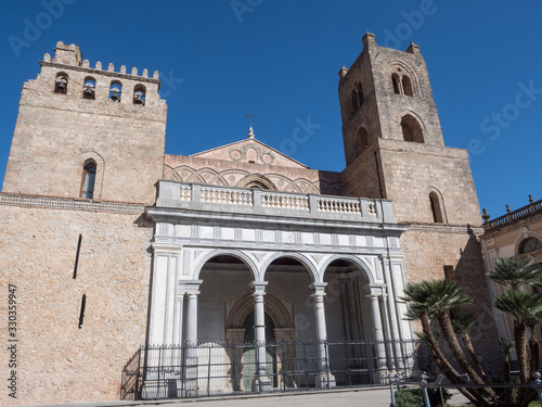 The facade of the Cathedral of Monreale located near Palermo