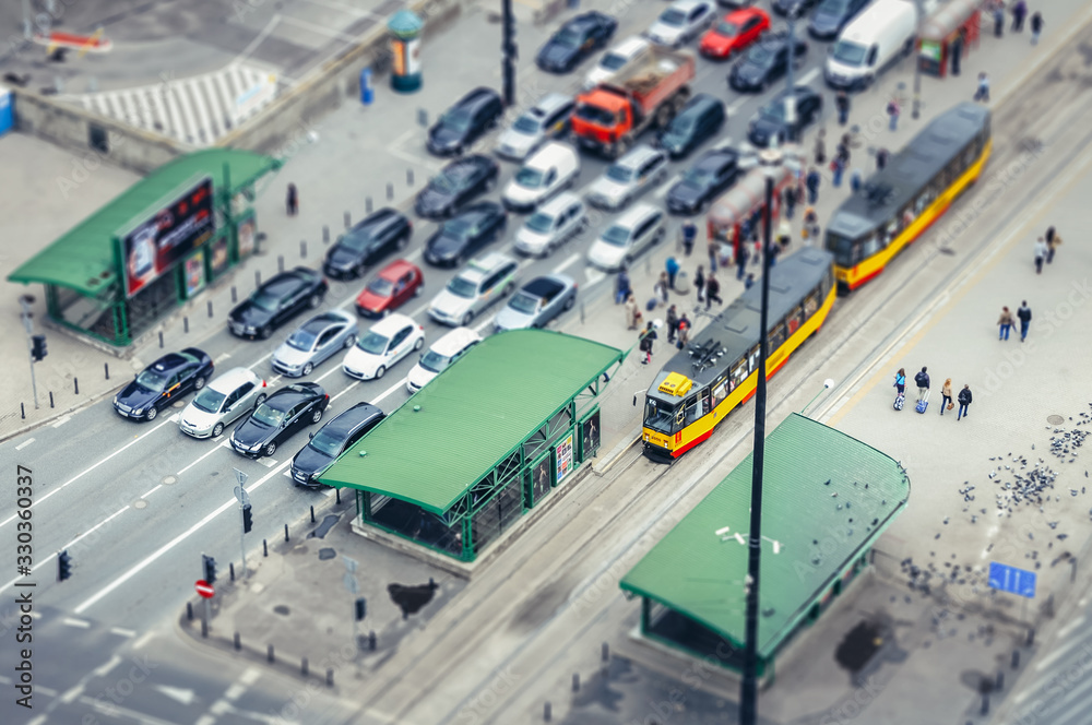 Φωτογραφία Trams on Jerusalem Avenue in Warsaw, capital city of Poland