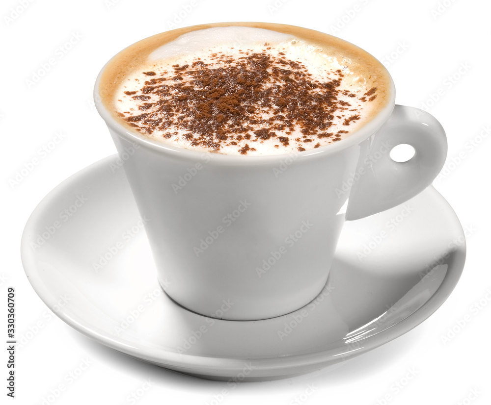 Italian Cappuccino Coffee Cup - Isolated on White Background Italian Cappuccino Coffee Cup - Isolated on White Background