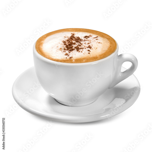 Italian Cappuccino Coffee Cup - Isolated on White Background