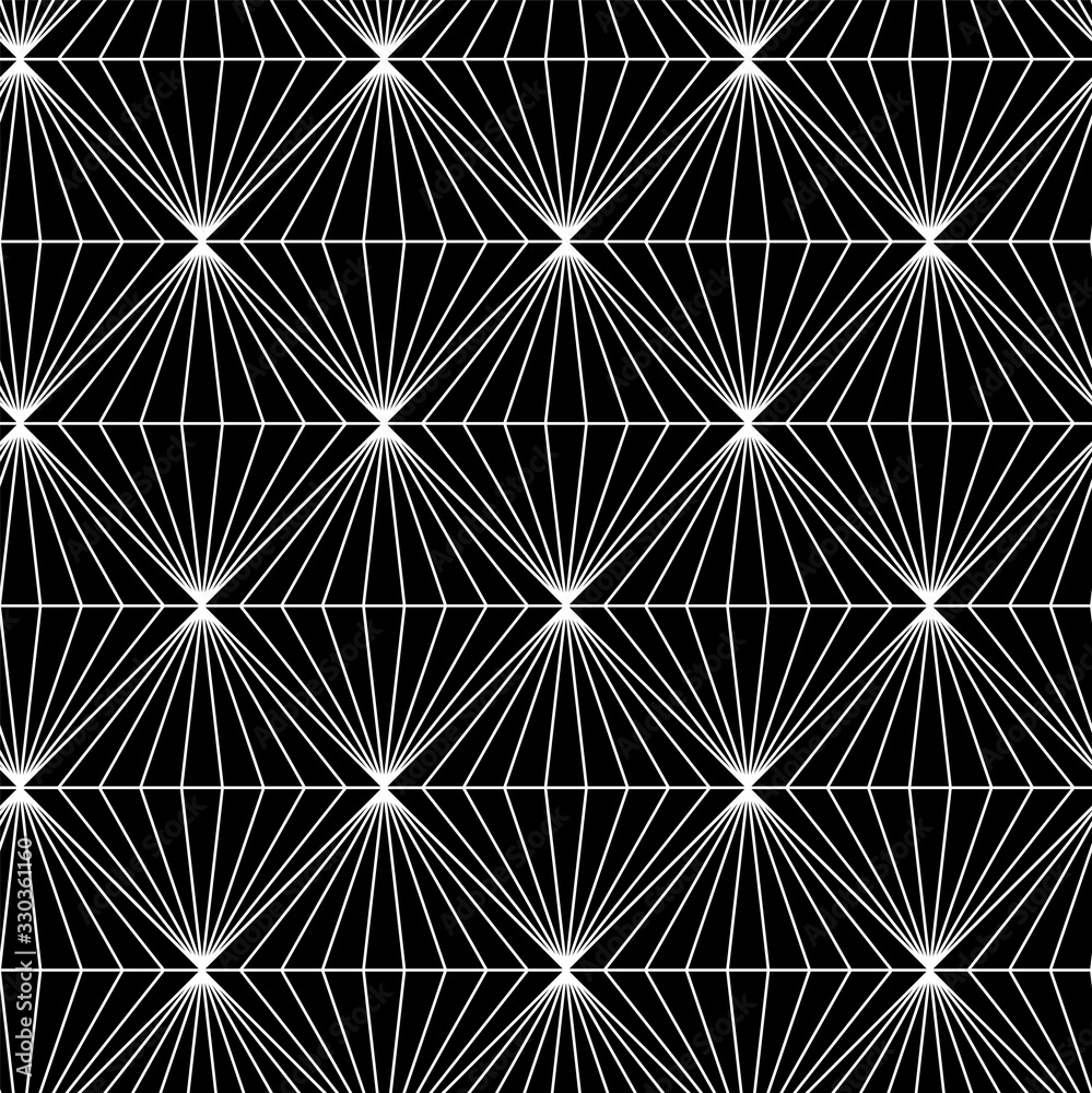 Seamless pattern with abstract geometric line texture, white on a dark background. Seamless geometric pattern. Light modern simple wallpaper, bright tile backdrop, monochrome graphic element
