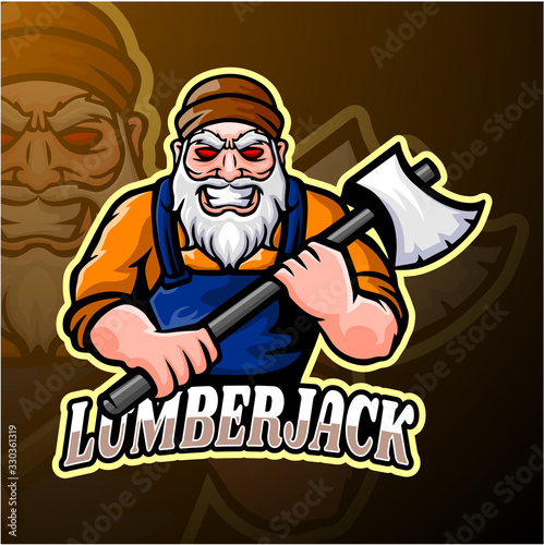 Lumberjack esport logo mascot design