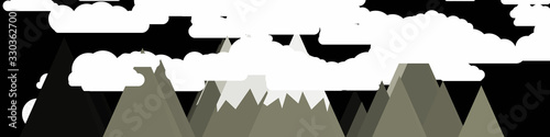 Mountains Panorame Abstract Random Placed Generative Art background illustration