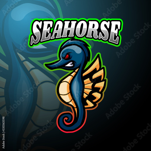 Seahorse esport logo mascot design