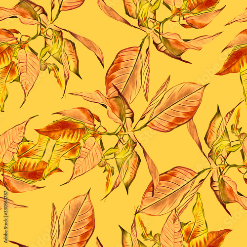 Poinsettia floral seamless pattern, watercolor abstract.