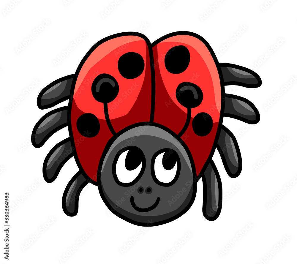 Obraz premium Adorable Stylized Little Ladybug