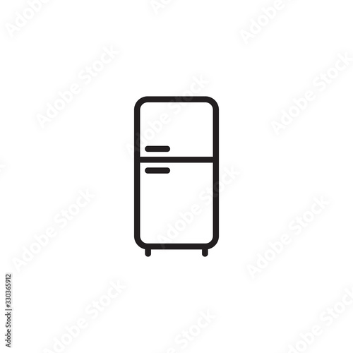 Fridge icon. Freezer cold line icon, outline vector sign, linear style pictogram isolated on white. Refrigerator and snowflake symbol, logo illustration.