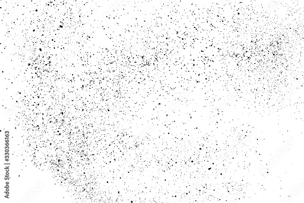 Black grainy texture isolated on white background. Dust overlay. Dark noise granules. Digitally generated image. Vector design elements. Illustration, Eps 10.