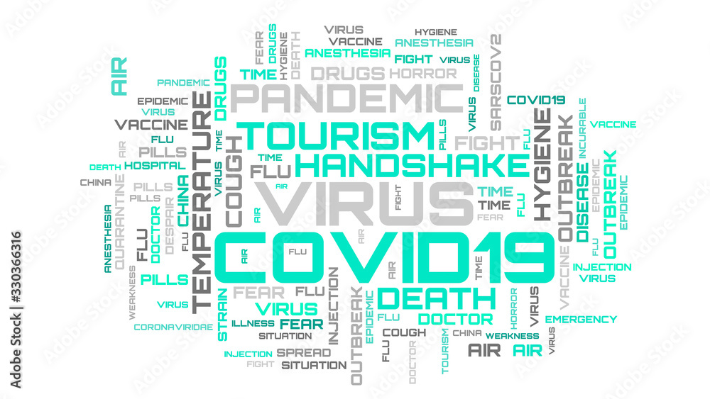 Turquoise COVID-19 topic word cloud concept illustration Turquoise COVID-19 topic word cloud concept illustration