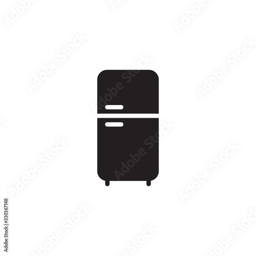 Fridge icon. Freezer cold line icon, outline vector sign, linear style pictogram isolated on white. Refrigerator and snowflake symbol, logo illustration.