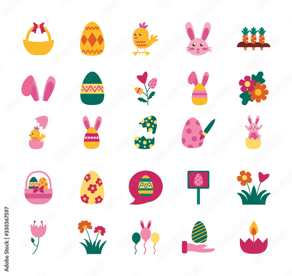 bundle of easter set flat icons bundle of easter set flat icons