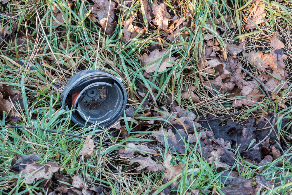 Plastic waste thrown away in the middle of nature Plastic waste thrown away in the middle of nature