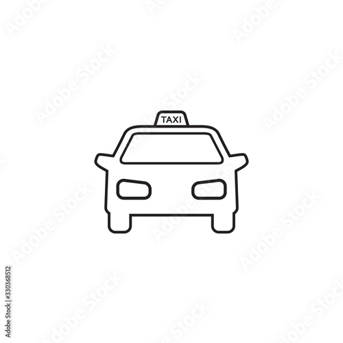 Fototapeta Naklejka Na Ścianę i Meble -  Taxi vector line icon on white