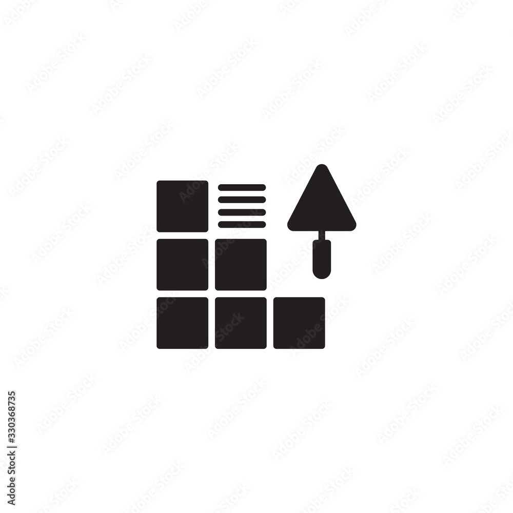 Brick Wall With Trowel icon in trendy flat style isolated on white ...