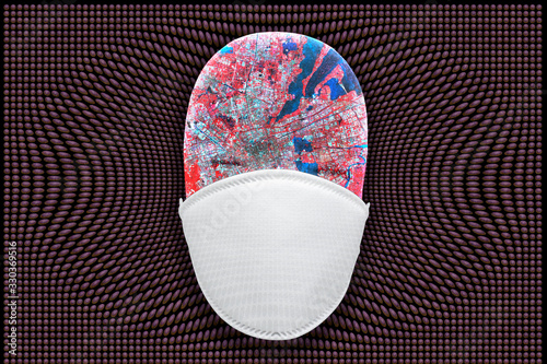 Wallpaper Mural health mask with virus droplet showing global pandemic breakout Torontodigital.ca