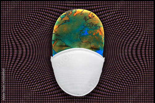 Wallpaper Mural health mask with virus droplet showing global pandemic breakout Torontodigital.ca