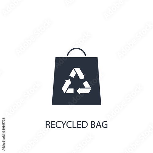 Recycled bag icon. Simple ecology element illustration.