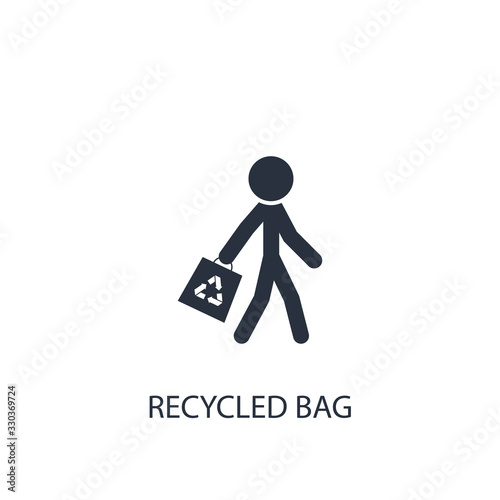 Recycled bag icon. Simple ecology element illustration.