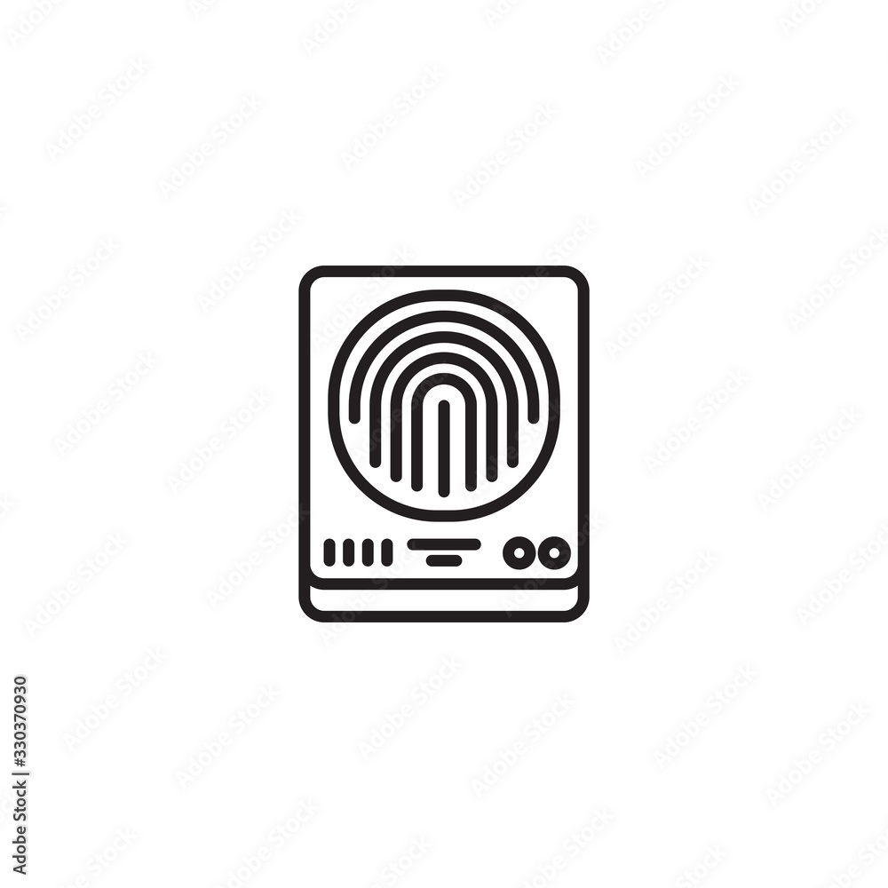 Fingerprint scan icon. Fingerprint identification system icon vector cryptographic signature glyph flat sign symbols logo line illustration design. Fingerprint scan icon. Fingerprint identification system icon vector cryptographic signature glyph flat sign symbols logo line illustration design.
