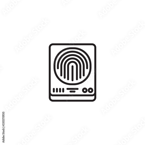 Fingerprint scan icon. Fingerprint identification system icon vector cryptographic signature glyph flat sign symbols logo line illustration design.