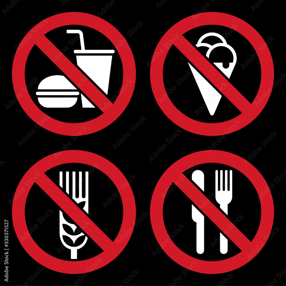No food and drink, No ice cream, Gluten free and No eating allowed sign Stock Vector Adobe Stock