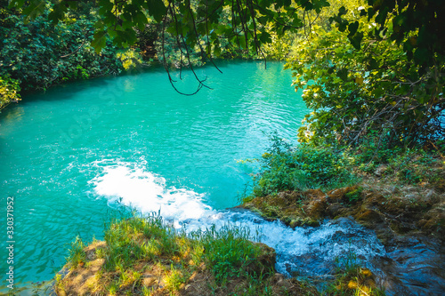The beautiful blue lakes of the Krka park in Croatia