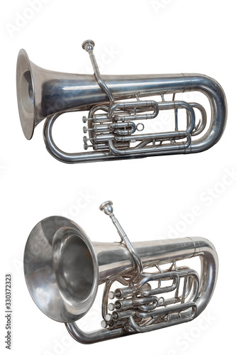 classical music spiritual trumpet, euphonium musical instrument isolated on white background