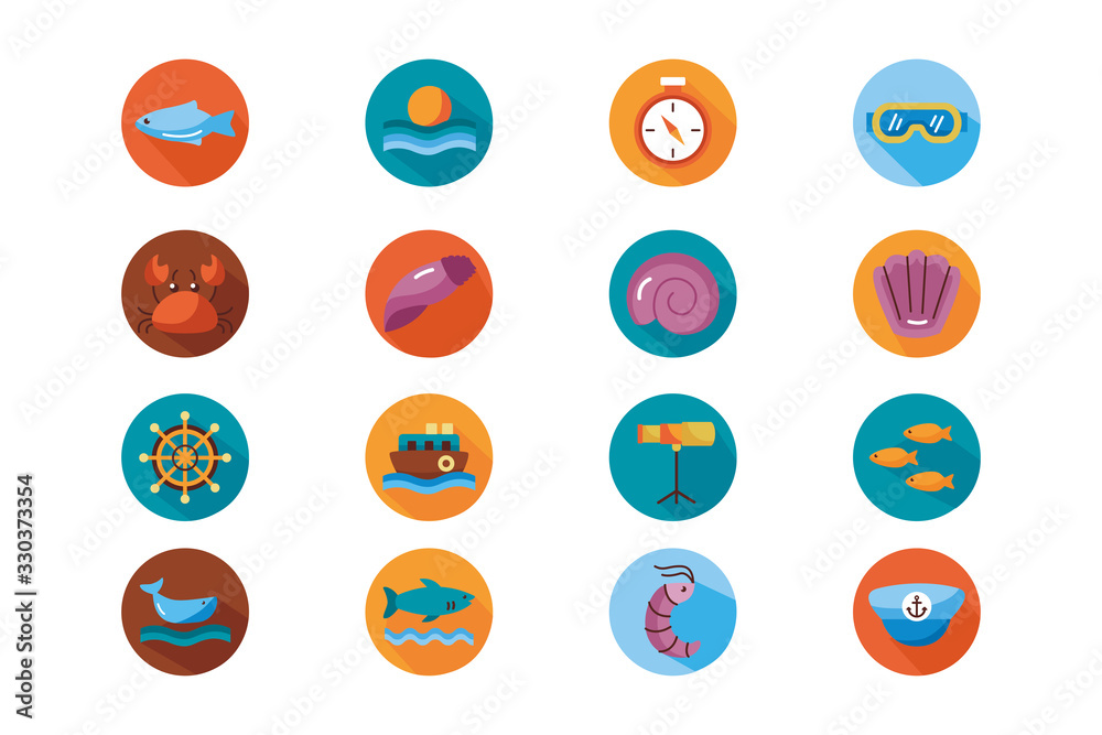 bundle of sea set block style icons