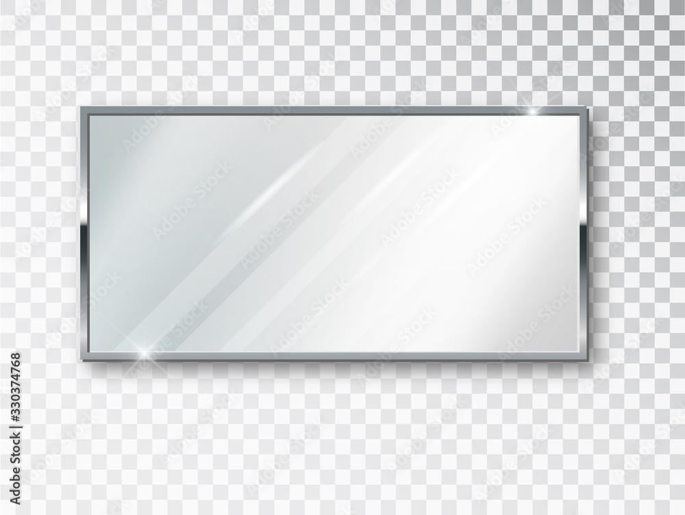 Mirror rectangle isolated. Realistic mirror frame, white mirrors template. Realistic 3D design for interior furniture. Reflecting glass surfaces isolated - obrazy, fototapety, plakaty 