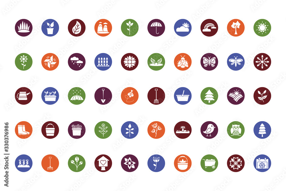 bundle of spring set block icons bundle of spring set block icons