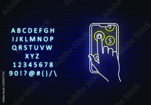 money icon financial icon line neon