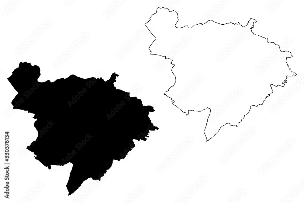 Obraz premium Bergisch Gladbach City (Federal Republic of Germany, North Rhine-Westphalia) map vector illustration, scribble sketch City of Bergisch Gladbach map