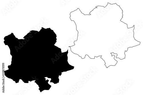 Pforzheim City (Federal Republic of Germany, Baden-Wurttemberg) map vector illustration, scribble sketch City of Pforzheim map