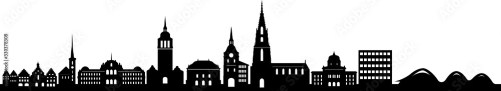 Bern City Switzerland Skyline Silhouette Cityscape Vector