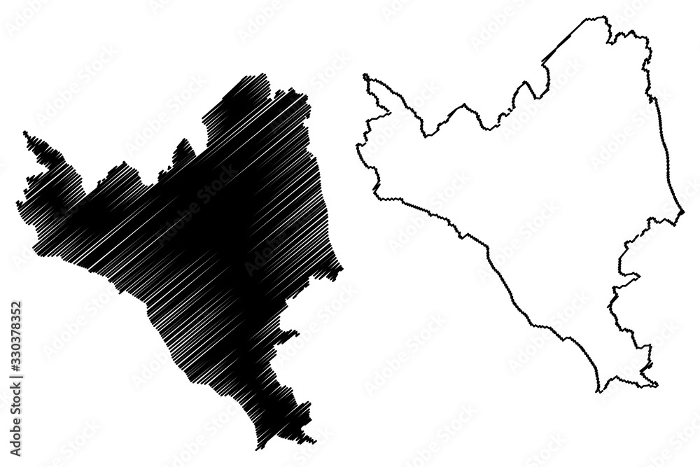 Ilukste Municipality (Republic of Latvia, Administrative divisions of Latvia, Municipalities and their territorial units) map vector illustration, scribble sketch Ilukste map