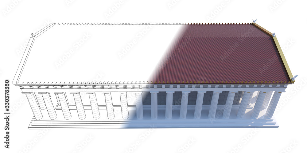 Parthenon, ancient greek temple, visualization, 3D illustration Parthenon, ancient greek temple, visualization, 3D illustration