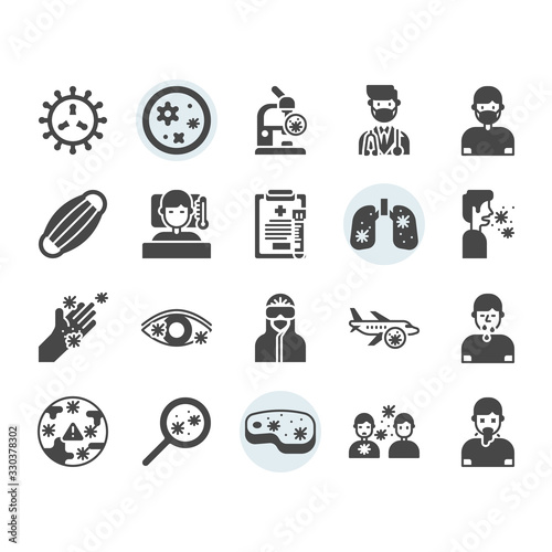 Virus transmission icon and symbol set