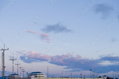 Prison building  Blue sky and white clouds