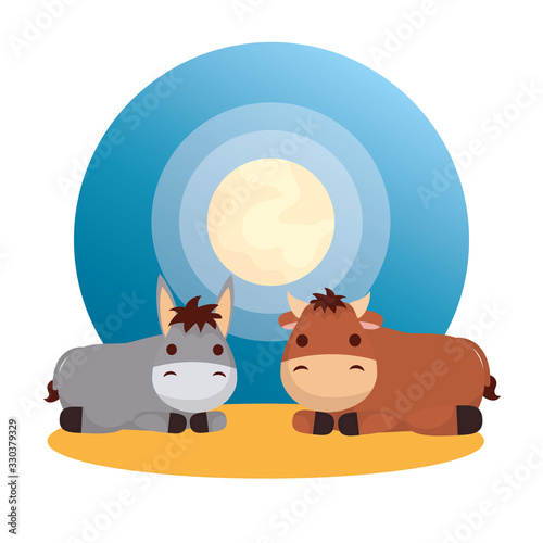 mule and ox manger characters