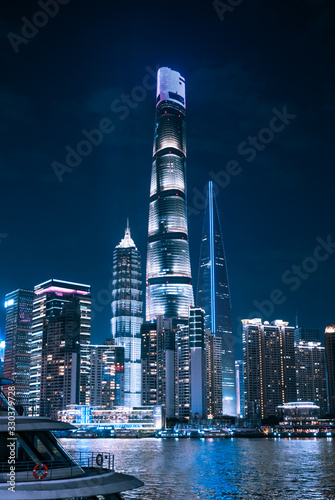 Aerial photo of night view of Shanghai, China