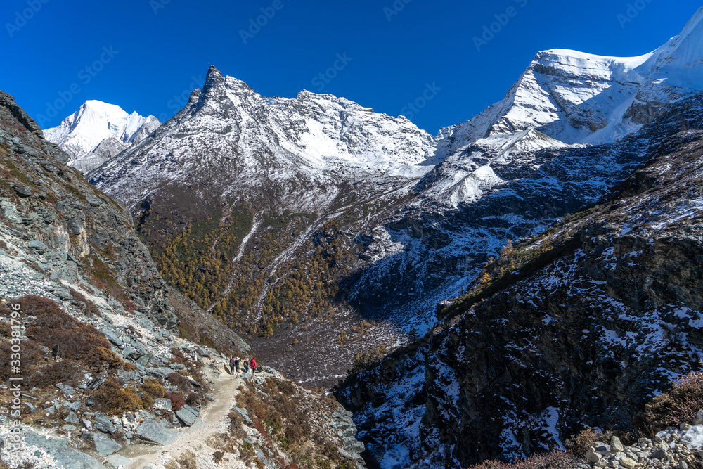 The mountain beautiful scenary toward the summit