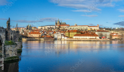Prague's castle, the river, and Charles Bridge