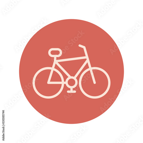 retro bicycle block and line icon