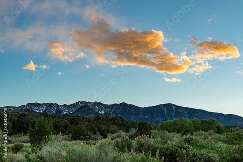 Sunset over White Pine Range of Mountains in the Humboldt-Toiyabe National Forest in White Pine County outside Ely, Nevada photo