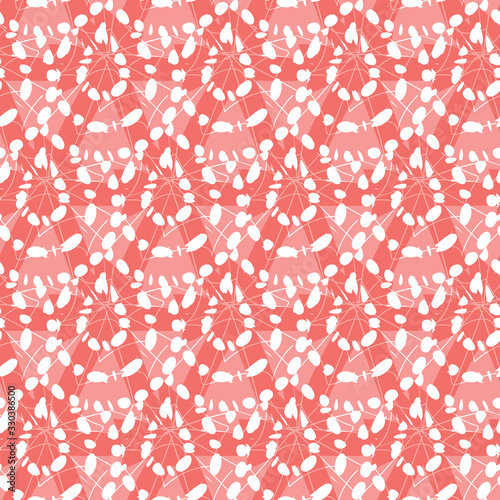 Vector red and white shibori abstract teardrop overlap patten. Suitable for textile, gift wrap and wallpaper. © Jamie Soon