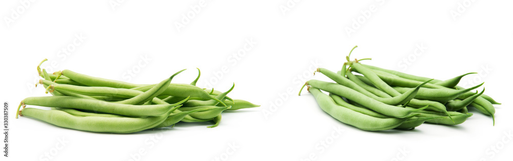 Few green french beans isolated on the white background Few green french beans isolated on the white background
