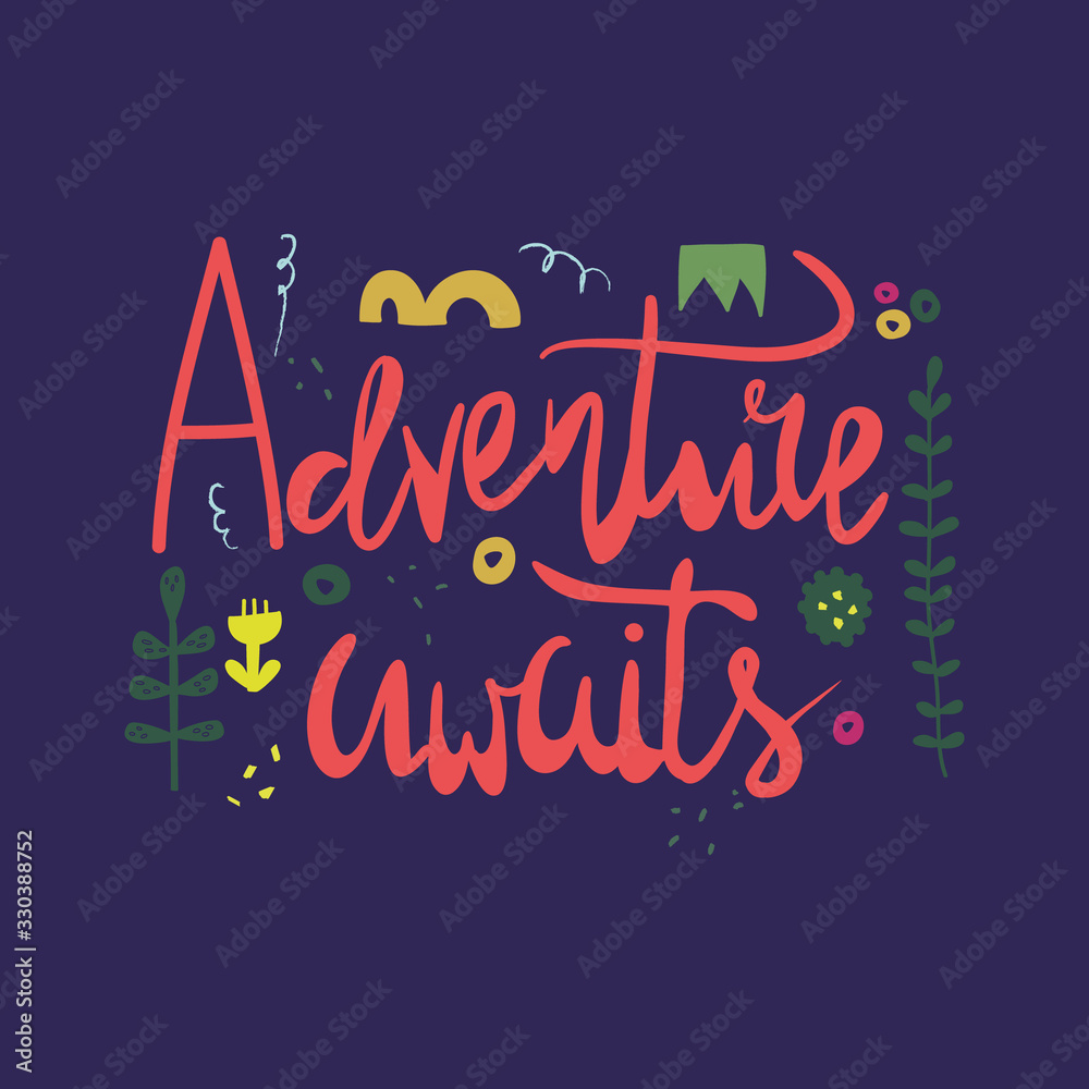Adventure awaits cute Scandinavian styled banner vector illustration