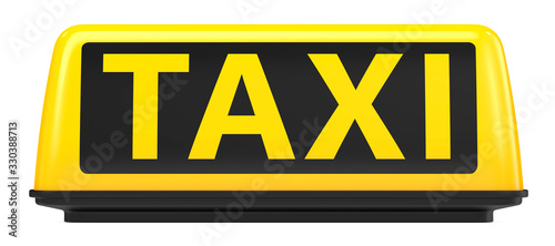 Fotografia, Obraz 3d rendering Illustration of New York City style taxi sign for cab Isolated on white background